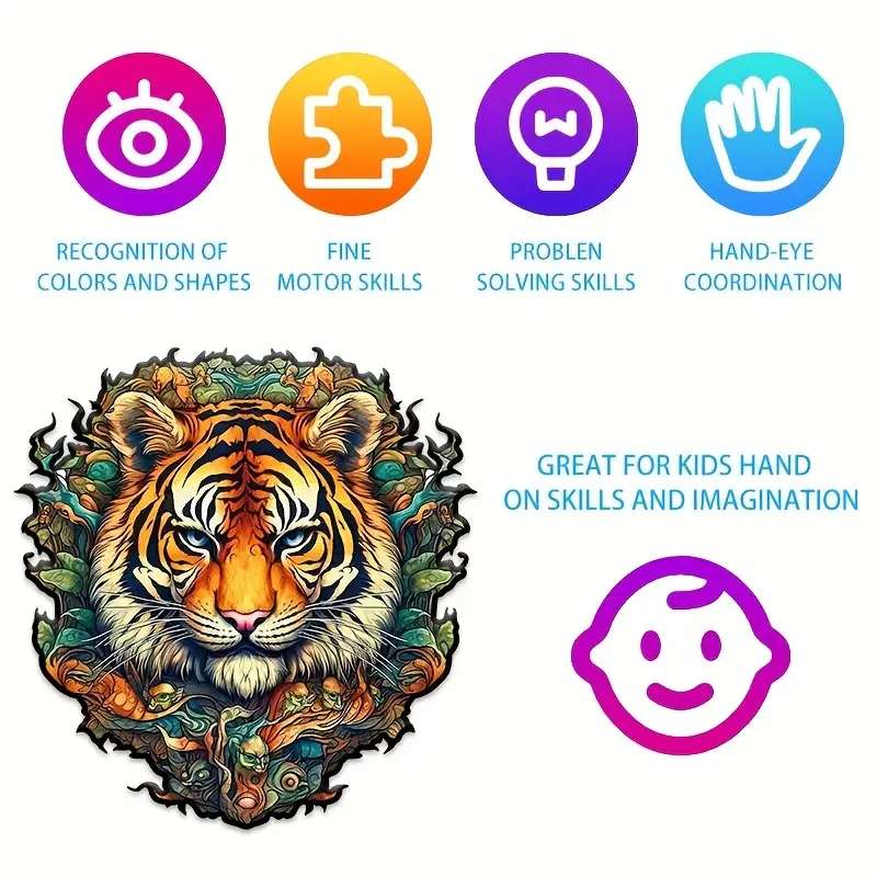 Tiger Wooden Jigsaw Puzzle, Un - Woodworking Game recensie en prijs